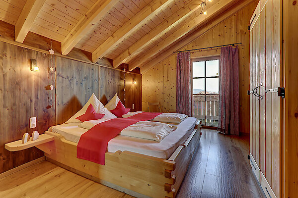 Holzchalet Schlafzimmer Tom´s Hütte im Bayerischen Wald